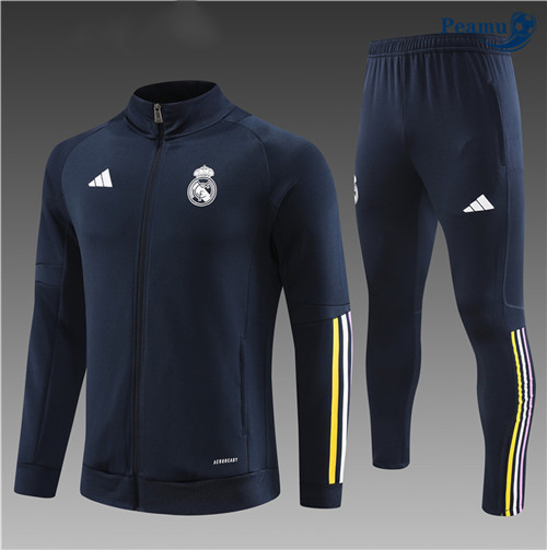 Novo Camisola Casaco Fato de Treino Real Madrid Criancas Azul 2023-2024