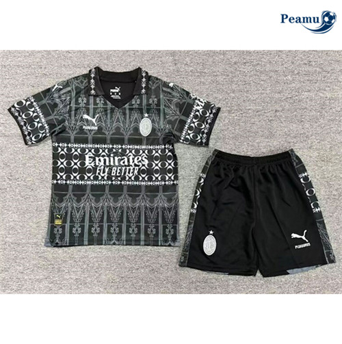 Camisola Futebol AC Milan Quarto Crianças Equipamento Negro 2023-2024