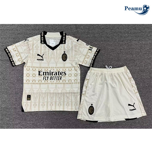 Camisola Futebol AC Milan Quarto Crianças Equipamento blanco 2023-2024