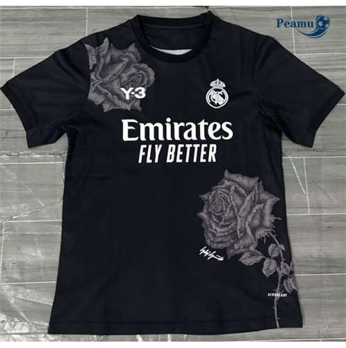 Camisola Futebol Real Madrid Y3 Equipamento Negro 2024-2025