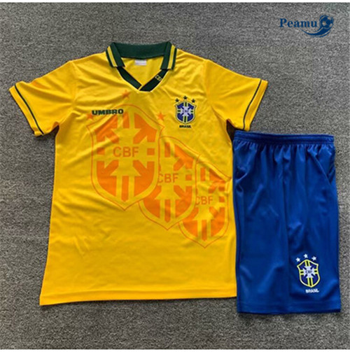 Camisola Futebol Retrô Brasil Crianças Principal Equipamento 1994