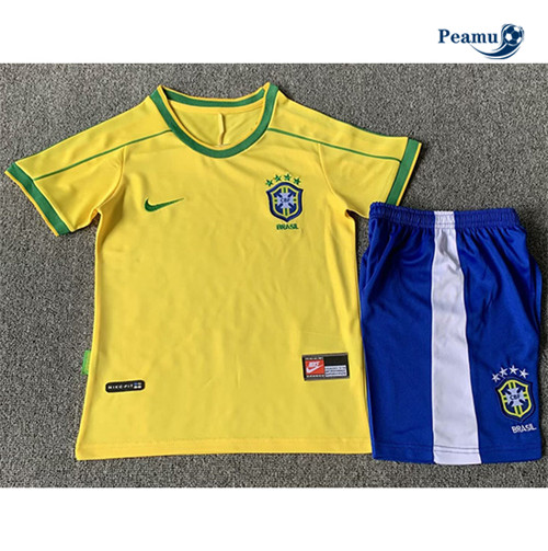 Camisola Futebol Retrô Brasil Crianças Principal Equipamento 1998