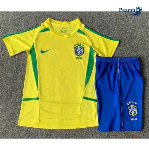 Camisola Futebol Retrô Brasil Crianças Principal Equipamento 2002