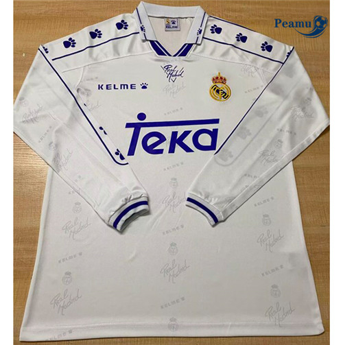 Camisola Futebol Retrô Real Madrid Principal Equipamento 1994-96 Manga Comprida