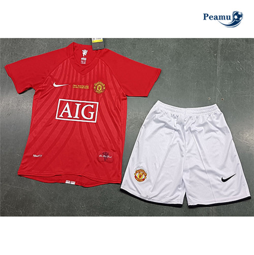 Camisola Futebol Retrô Manchester United Crianças Principal Equipamento 2007-08