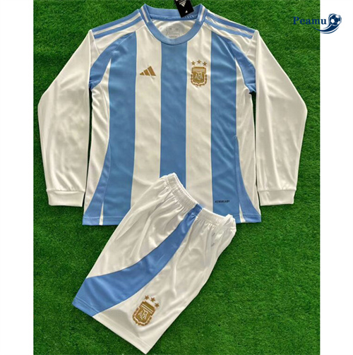 Novo Camisola Futebol Argentina Crianças Principal Equipamento Manga Comprida Verde 2024-2025