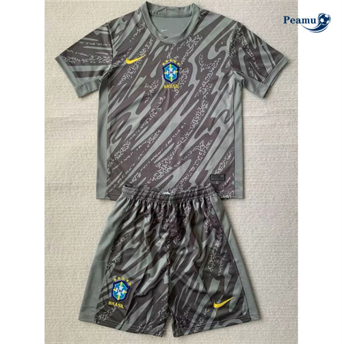 Loja Camisola Futebol Brasil Crianças Equipamento goleiro Gris 2024-2025