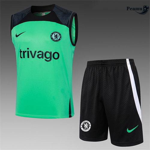 Novo Camisola Kit Equipamento Training Chelsea Colete + Calções verde 2024-2025