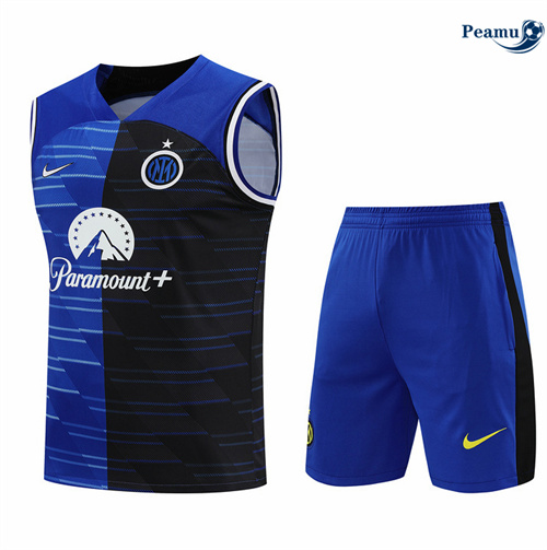 Novo Camisola Kit Equipamento Training Inter Milan Colete + Calções azul 2024-2025