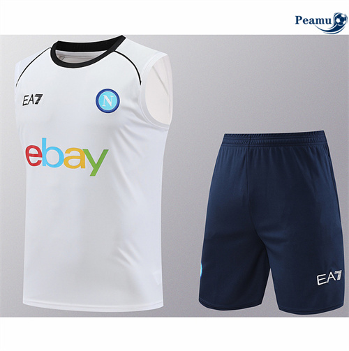 Oferta Camisola Kit Equipamento Training Nápoles Colete + Calções Blanco 2024-2025