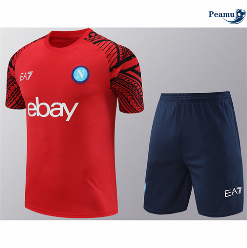 Novo Camisola Kit Equipamento Training Nápoles + Calções rojo 2024-2025