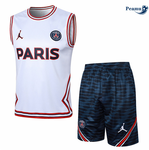 Novo Camisola Kit Equipamento Training Paris PSG Colete + Calções Blanco 2024-2025