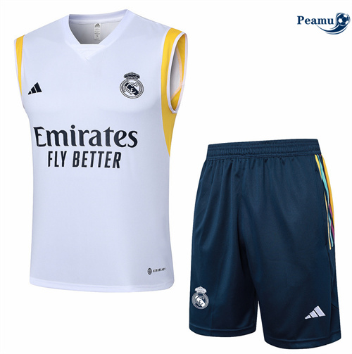 Novo Camisola Kit Equipamento Training Real Madrid Colete + Calções Blanco 2024-2025