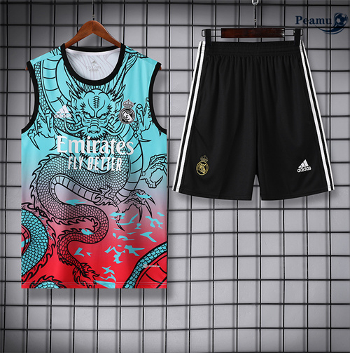 Novo Camisola Kit Equipamento Training Real Madrid Colete + Calções azul 2024-2025