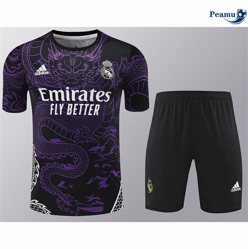Novo Camisola Kit Equipamento Training Real Madrid + Calções Púrpura 2024-2025