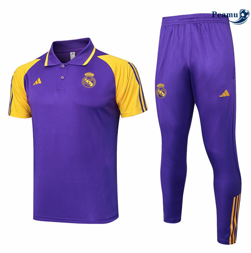 Novo Camisola Kit Equipamento Training Real Madrid polo + Pantalon Púrpura 2024-2025