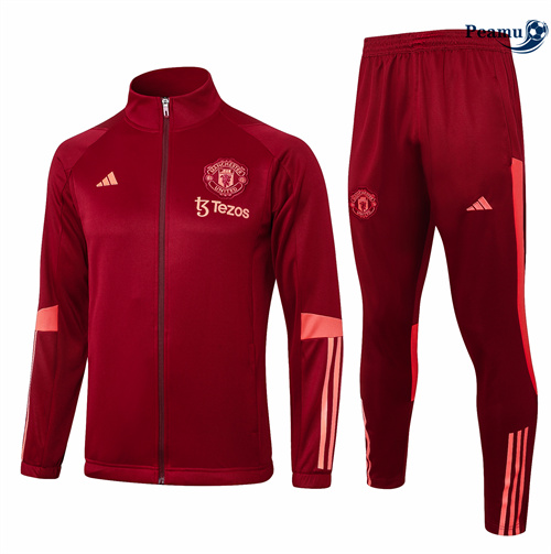 Novo Casaco de Fato de Treino Manchester United rojo granate 2024-2025