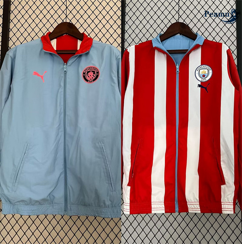 Criar Jaqueta Futebol Blusão reversível Manchester City azul 2024-2025
