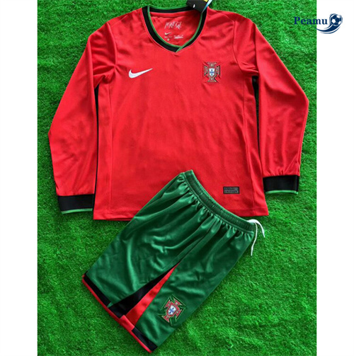 Criar Camisola Futebol Portugal Crianças Principal Equipamento Manga Comprida 2024-2025