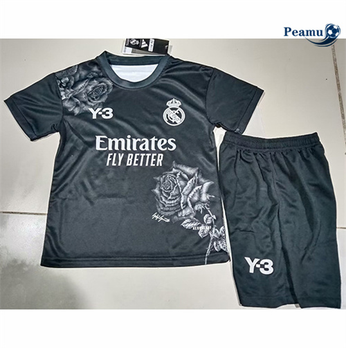 Novo Camisola Futebol Real Madrid Crianças Equipamento Y3 Negro 2024-2025