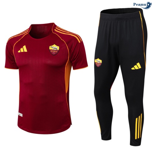 Camisola Kit Equipamento Training AS Roma + Calças vermelho/preto 2025-2026 Peamu 049