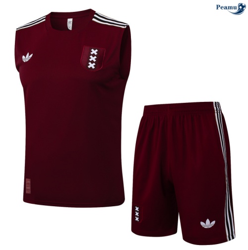 Camisola Kit Equipamento + Calças Ajax Colete + Calções vermelho/Branco 2025-2026 Peamu 009