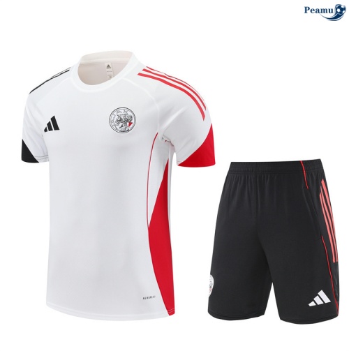 Camisola Kit Equipamento Training Ajax + Calções Branco/vermelho/preto 2025-2026 Peamu 013