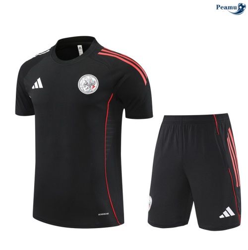 Camisola Kit Equipamento Training Ajax + Calções preto/Branco/vermelho 2025-2026 Peamu 014