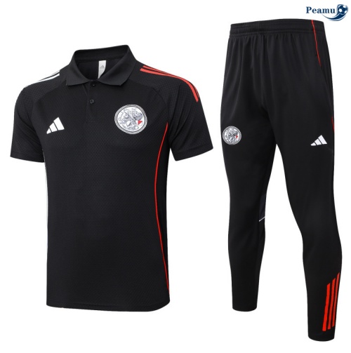 Camisola Kit Equipamento Training Ajax Polo + Calças preto/vermelho 2025-2026 Peamu 015