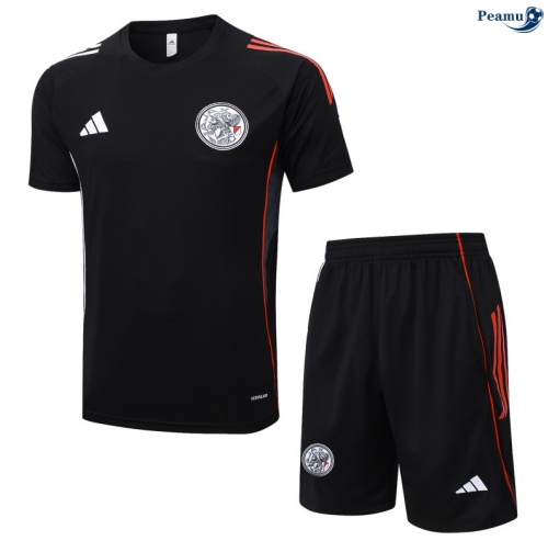 Camisola Kit Equipamento Training Ajax + Calções preto/vermelho 2025-2026 Peamu 016