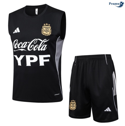 Camisola Kit Equipamento + Calças Argentina Colete + Calções preto/Cinza 2025-2026 Peamu 028