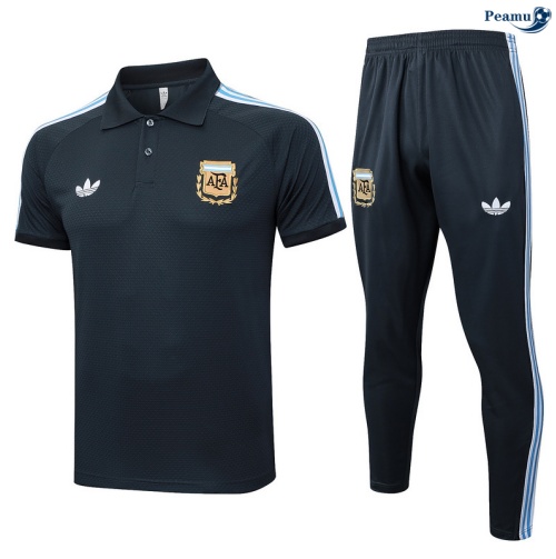 Camisola Kit Equipamento Training Argentina Polo + Calças Cinza escuro/azul/Branco 2025-2026 Peamu 033