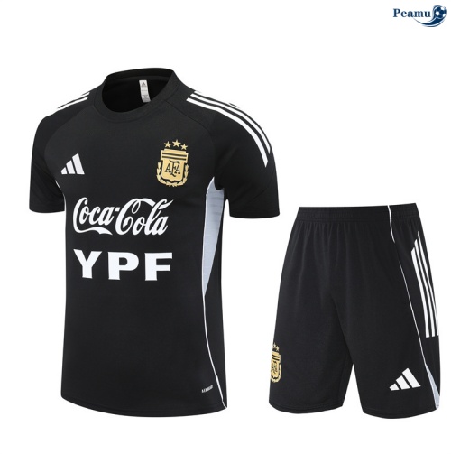 Camisola Kit Equipamento Training Argentina Criancas + Calções preto/Branco 2025-2026 Peamu 037