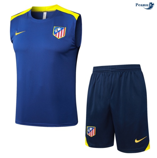 Camisola Kit Equipamento + Calças Atletico Madrid Colete + Calções Azul-marinho/amarelo 2025-2026 Peamu 050