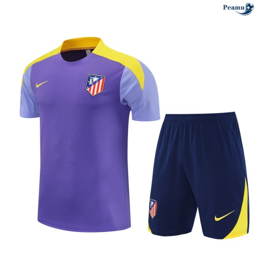Camisola Kit Equipamento Training Atletico Madrid Criancas + Calções Violeta/azul/amarelo 2025-2026 Peamu 056