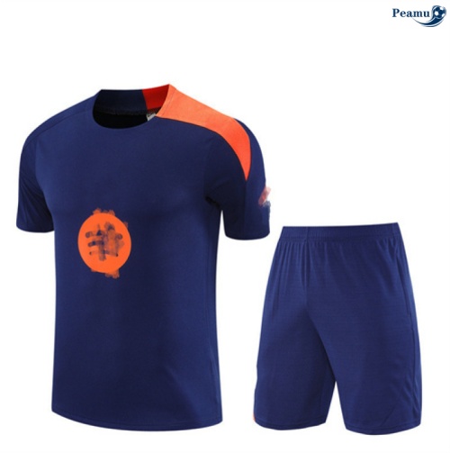 Camisola Kit Equipamento Training Barcelona + Calções Azul-marinho/laranja 2025-2026 Peamu 070