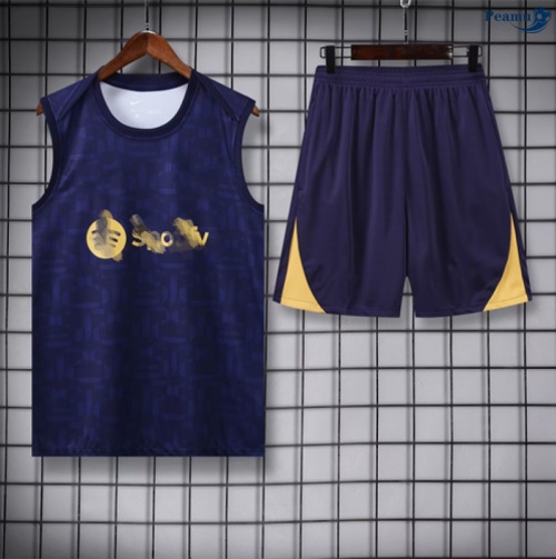 Camisola Kit Equipamento Training Barcelona Criancas Colete + Calções Azul-marinho/amarelo 2025-2026 Peamu 090
