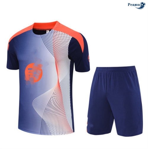 Camisola Kit Equipamento Training Barcelona Criancas + Calções Azul-marinho/laranja 2025-2026 Peamu 099