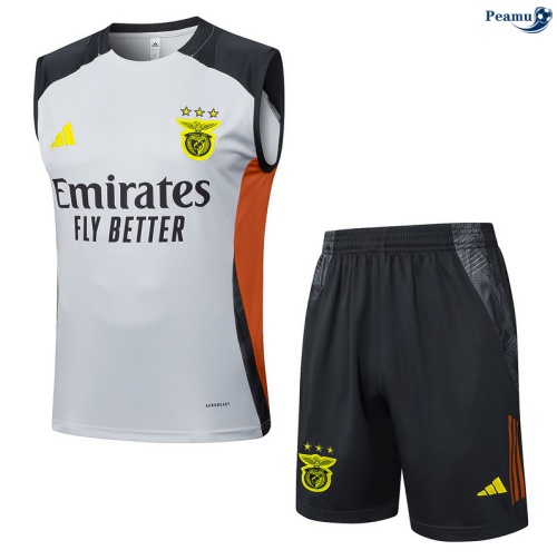 Camisola Kit Equipamento + Calças S.L Benfica Colete + Calções Cinza/preto/laranja 2025-2026 Peamu 475