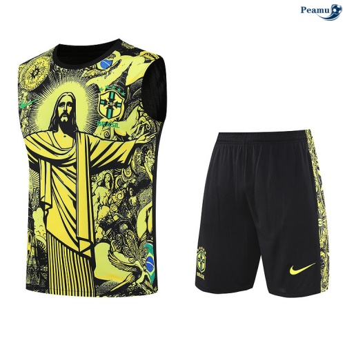 Camisola Kit Equipamento + Calças Brasil Colete + Calções amarelo/preto 2025-2026 Peamu 133