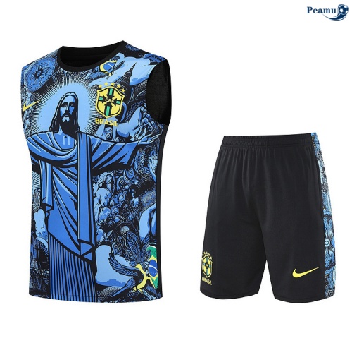 Camisola Kit Equipamento + Calças Brasil Colete + Calções azul/preto 2025-2026 Peamu 135
