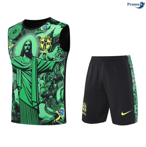Camisola Kit Equipamento + Calças Brasil Colete + Calções Verde/preto 2025-2026 Peamu 136