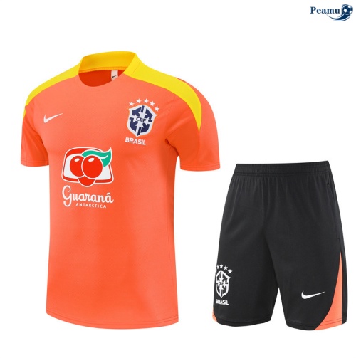 Camisola Kit Equipamento Training Brasil + Calções laranja/preto/amarelo 2025-2026 Peamu 138