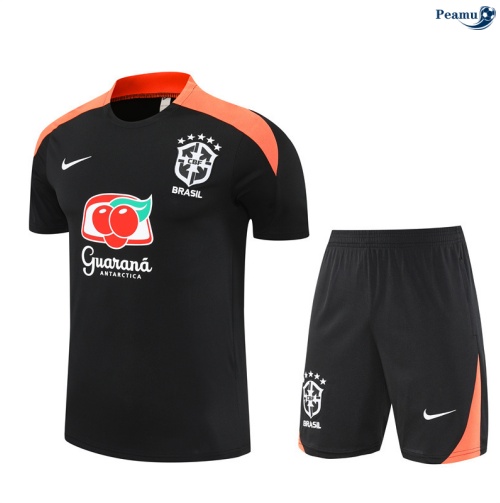 Camisola Kit Equipamento Training Brasil + Calções preto/laranja 2025-2026 Peamu 139