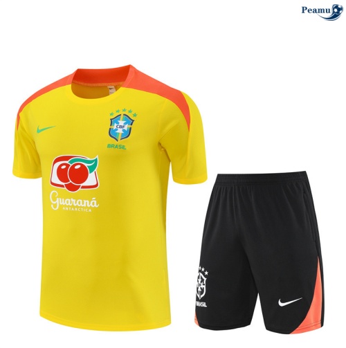 Camisola Kit Equipamento Training Brasil + Calções amarelo/preto/laranja 2025-2026 Peamu 140