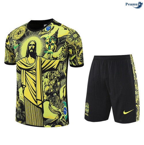 Camisola Kit Equipamento Training Brasil + Calções amarelo/preto 2025-2026 Peamu 142