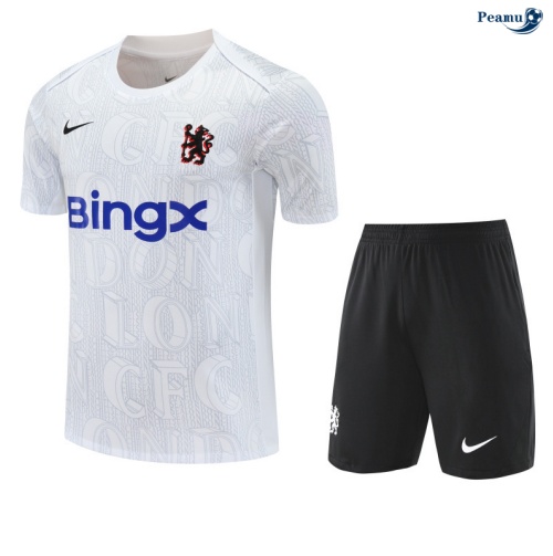 Camisola Kit Equipamento Training Chelsea + Calções Branco/preto 2025-2026 Peamu 155