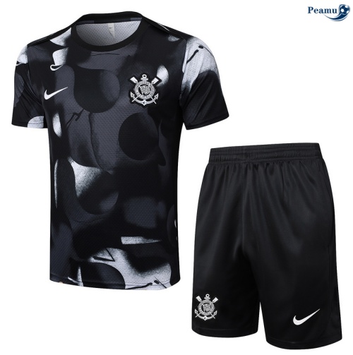 Camisola Kit Equipamento Training Corinthians + Calções preto/Branco 2025-2026 Peamu 163