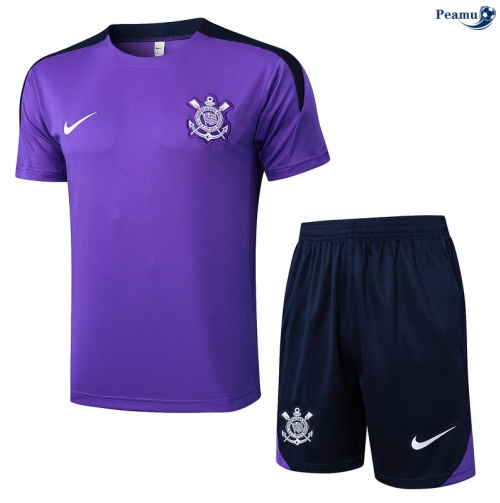 Camisola Kit Equipamento Training Corinthians + Calções Violeta/Azul-marinho 2025-2026 Peamu 164
