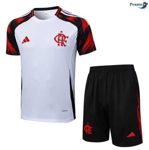 Camisola Kit Equipamento Training Flamengo + Calções Branco/preto/vermelho 2025-2026 Peamu 175
